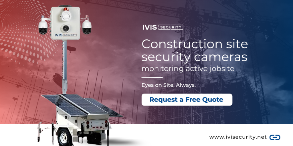 Mobile surveillance unit for construction site with solar panel and battery backup