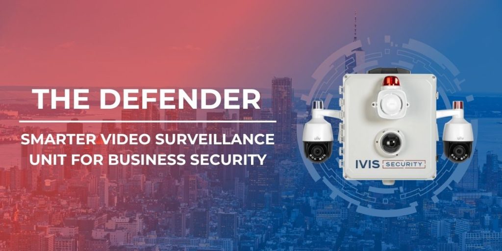 The Defender camera unit used for commercial video surveillance and business security services.